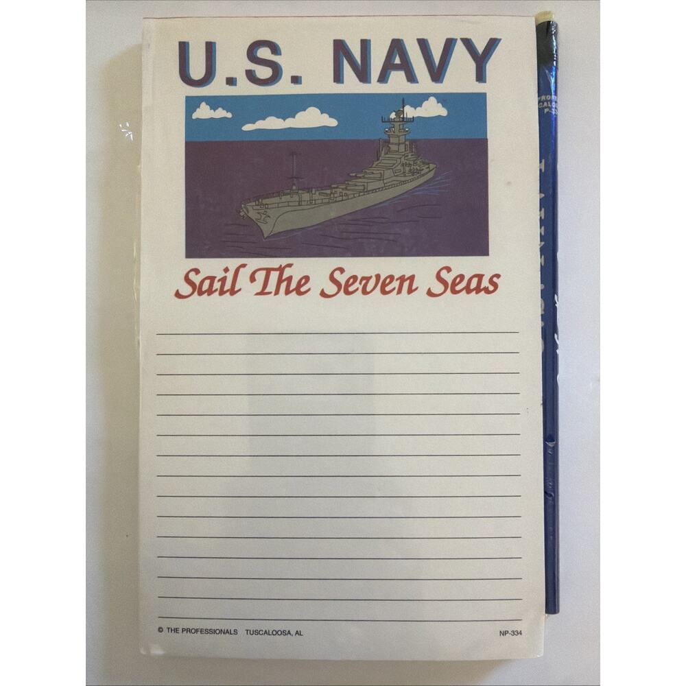 US Navy Note Pad Pencil Sail the Seven Seas Boot Camp Graduation Work Gift